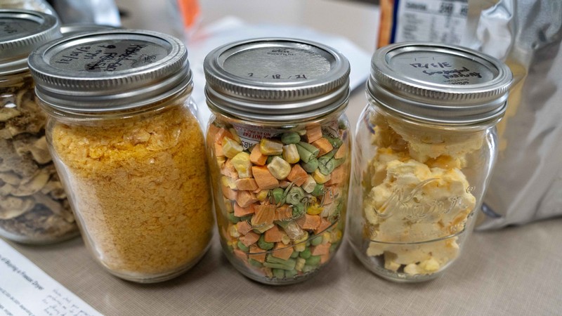 Jars of freeze-dried food.