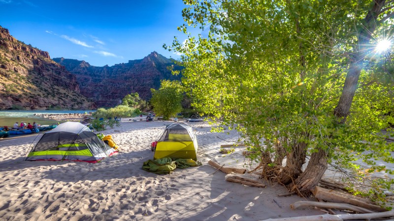 A riverside campsite.