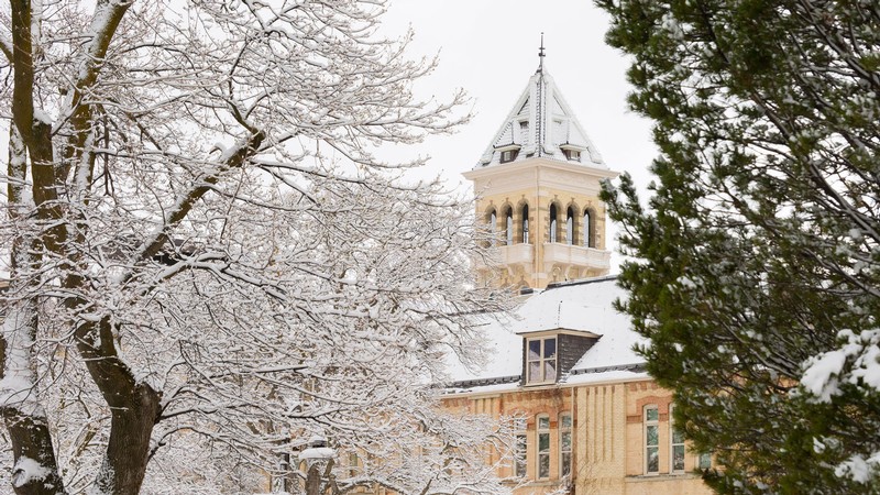 Old Main in winter.