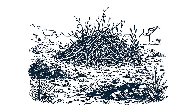 A drawing of a stick fort.