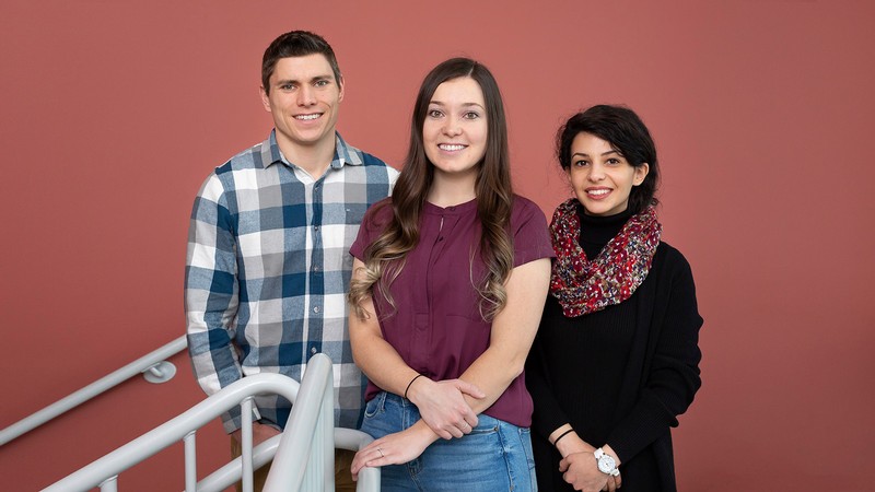 Engineering students Tim Clark, Jade Snyder and Irene Garousi Nejad.