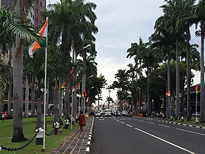 a street scene on the East African island of Mauritius
