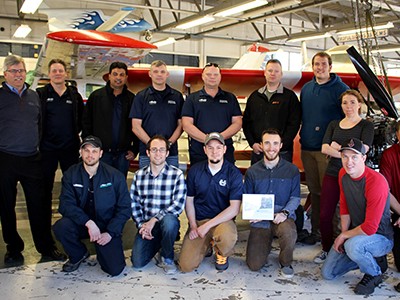 Faculty advisors and members of USU’s Aviation Maintenance team
