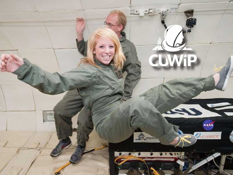USU student in microgravity