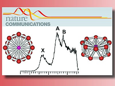 graphic illustration fo Nature Communications, a science publication with the cobalt-boron cluster