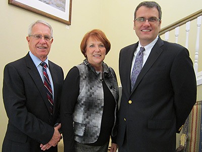 USU President Stan Albrecht, USU First Lady Joyce Albrecht, professor Scott Bates at lecture event