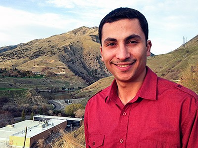 USU doctoral student Adel M. Abdallah near the Utah Water Research Lab