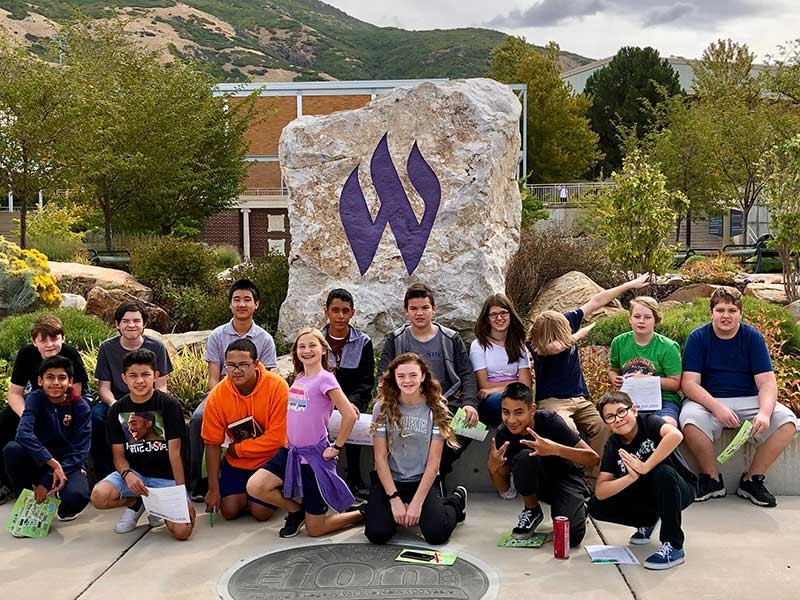 Logan Middle School students visiting Weber State University.