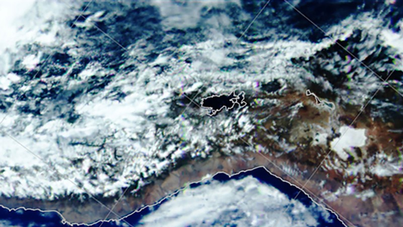 Composite image taken by HARP over Lake Titicaca on Peru/Bolivia border.