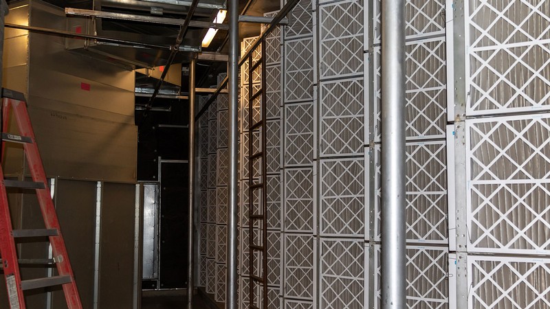 HVAC system in Merrill-Cazier Library's basement.