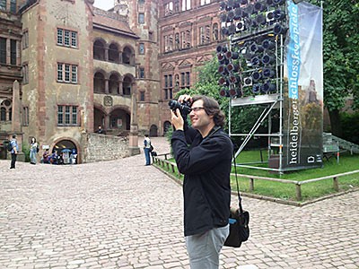 USU LAEP faculty member Benjamin George photographing a garden in Europe