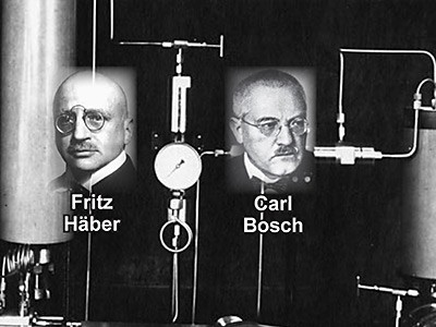 graphic image with scientists and equipment for nitrogen fixation process