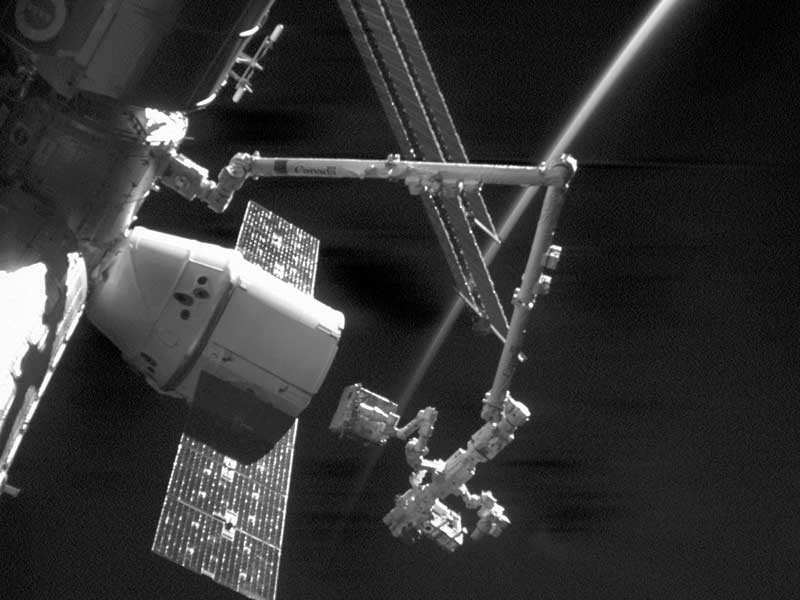 SDL built dewar is shown here being removed from the SpaceX Dragon trunk