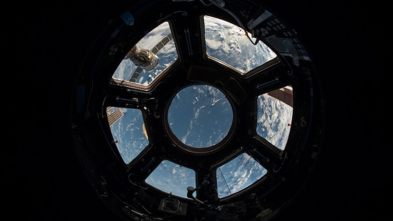 NASA's image looking at Earth from the space station.