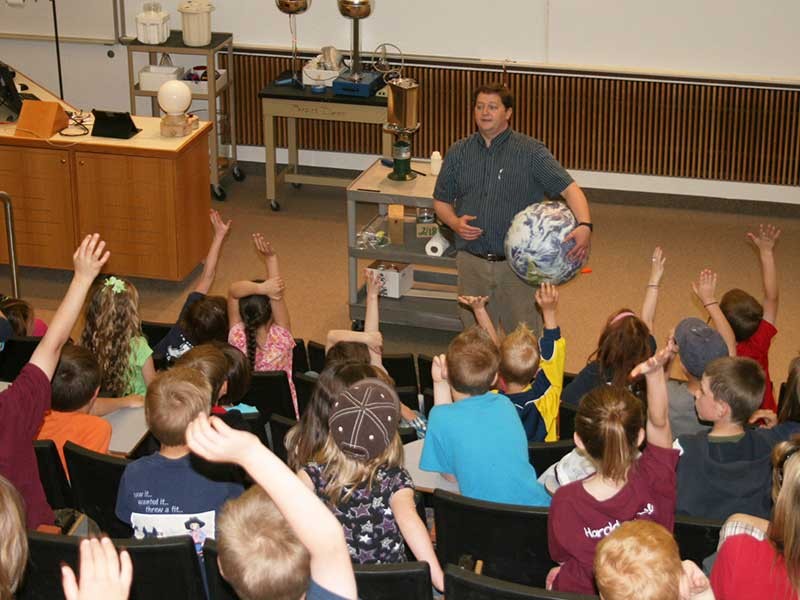 USU physicist James Coburn demonstrates physics
