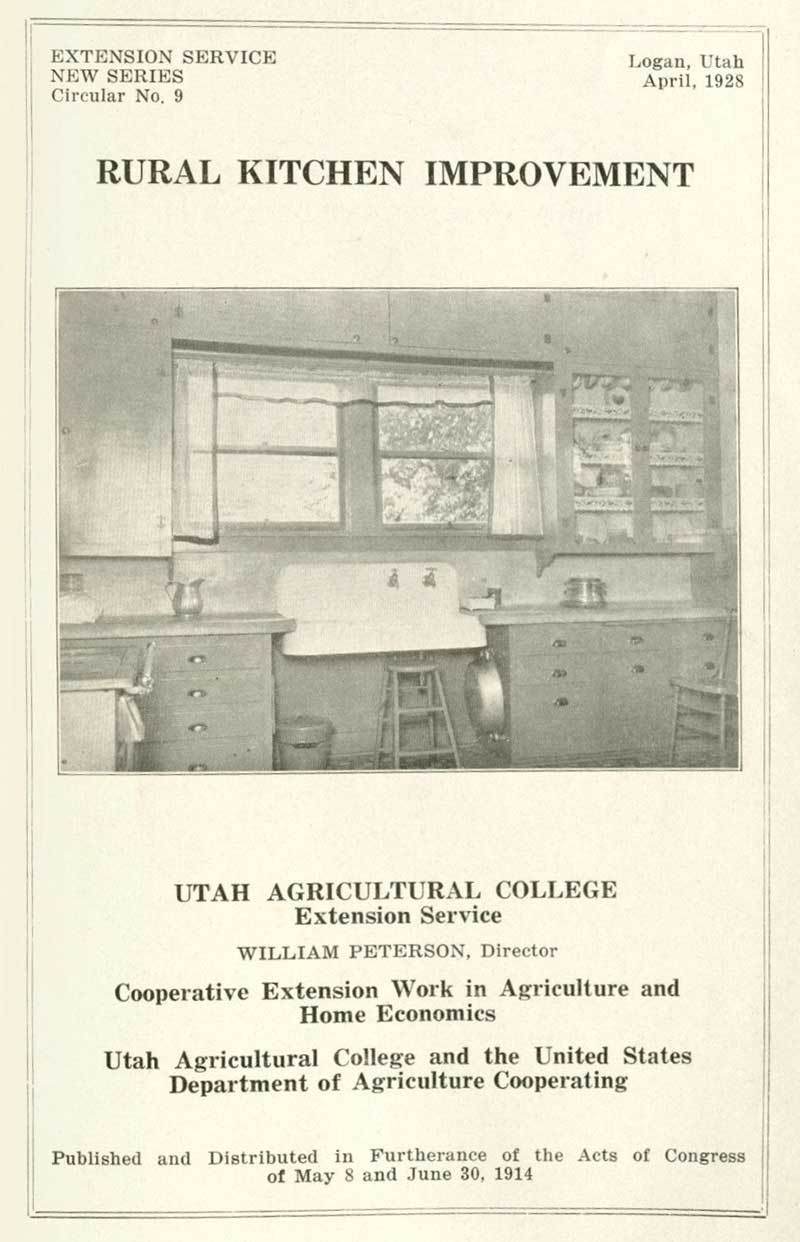Rural Kitchen Improvement Extension pamphlet via April 1928