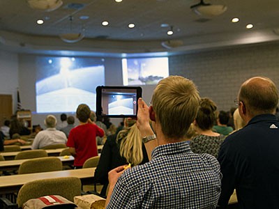USU Space Dymanics Laboratory employees watching the sattelite launch
