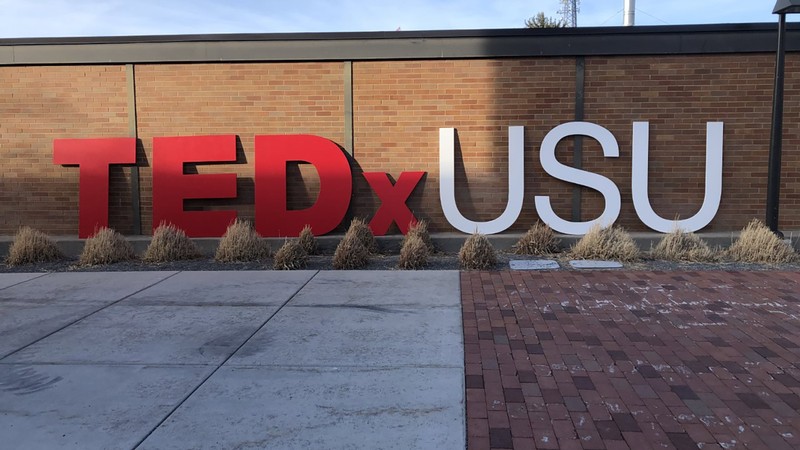 TEDx USU sign on USU's campus.