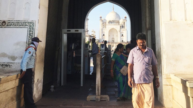 Tourists visit the Bibi Ka Maqbara tomb in Aurangabad, India.