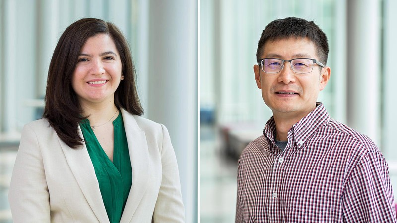 USU Mechanical and Aerospace Engineering Professors Nadia Kouraytem and Hailei Wang.