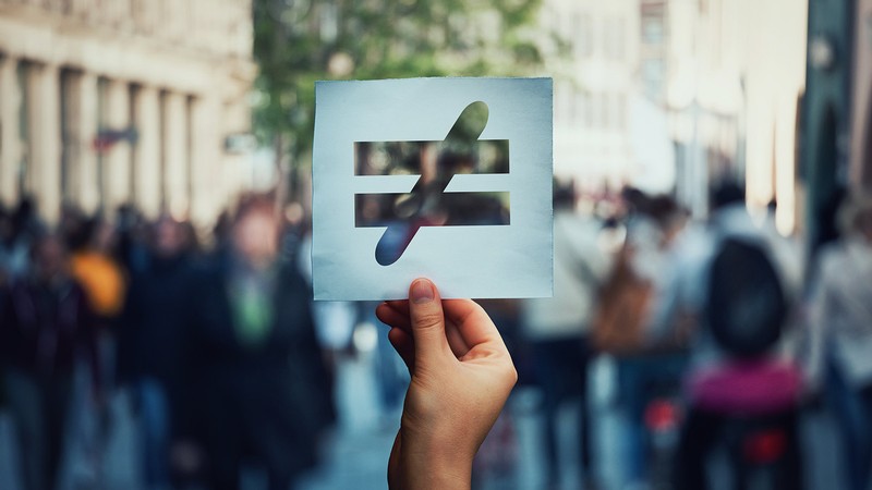 Equal sign with a slash going through it.