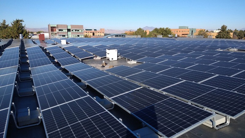 USU’s only rooftop top solar panels on Gateway Parking Terrace.