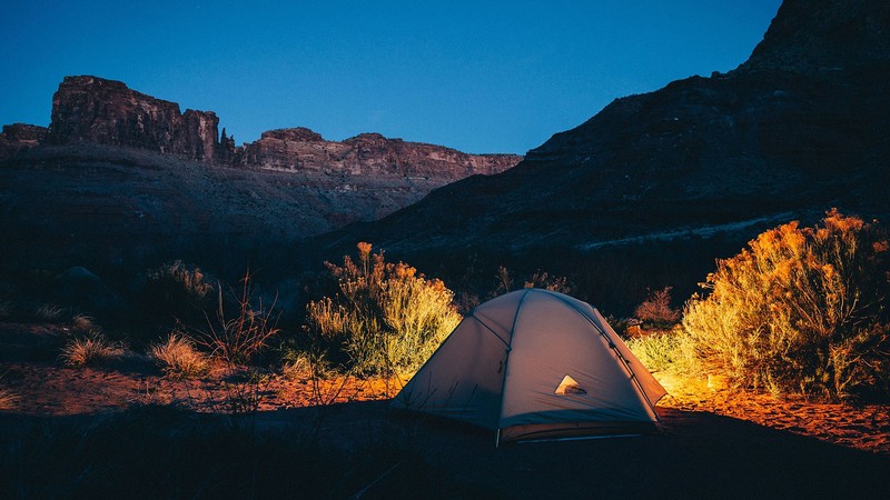 tent in Utah's backcountry.