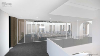 A computer rendering showing a planned room at USU.