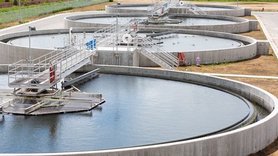 A wastewater treatment plant.