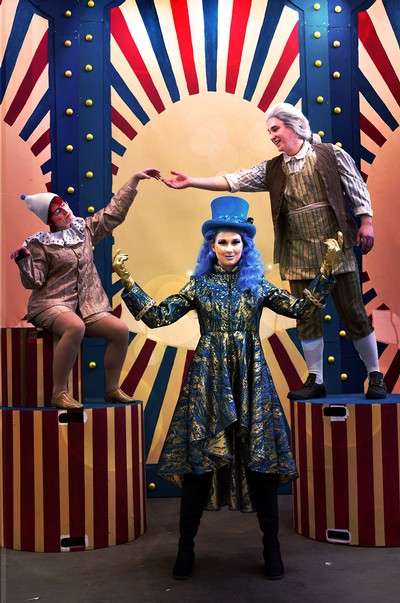 Actors dressed as characters from Pinocchio.