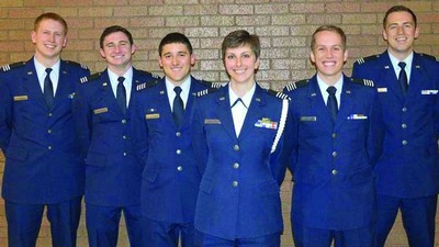 A group of people in Air Force uniforms.
