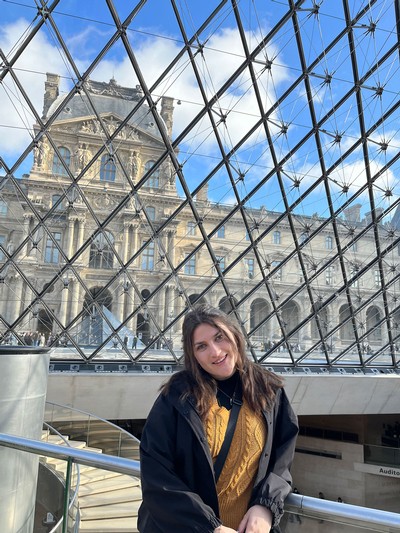 Mayu Mecham at the Louvre Museum in Paris.