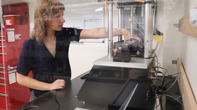 A geologist in a lab.