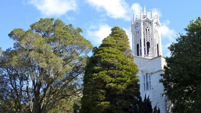 An ornate clock tower.