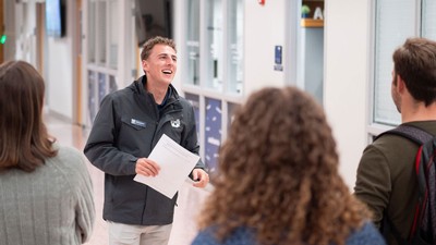 Students touring USU's Logan campus.