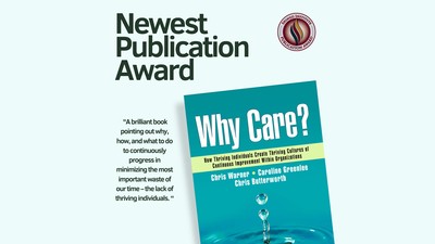 Text Reads: Newest Publication Award. Book title: Why Care?