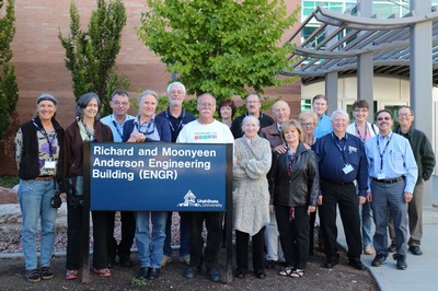 A group photo at the Engineering Building on USU's Logan campus.