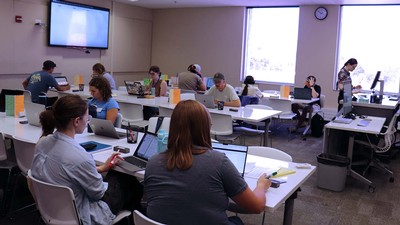 Students in a math tutoring center.