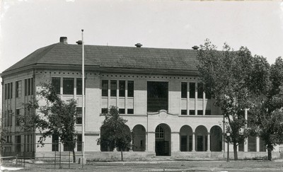 A historical photograph of the Animal Science building on USU's Logan campus.