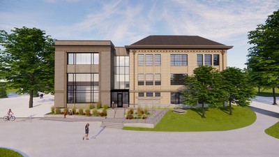 An architectural rendering of a university building.