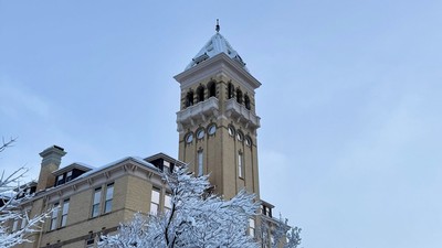 Old Main in winter.