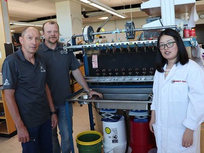 USU engineer Xiaoli Zhang in spider silk lab