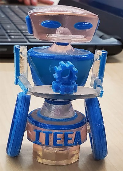 The trophy topper entry designed and 3D printed by USU club members.