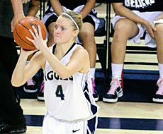 USU Women's Basketball player Devyn Christensen in action
