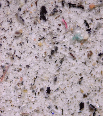 A close up photo of ash particles.