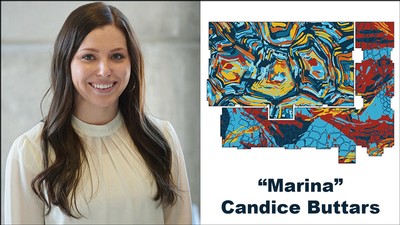 USU Interior Design Student Candice Buttars with her fifth place design, “Marina.”