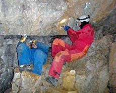 USU professor Dave Liddell and USU graduate student Kirsten Bahr in a cave