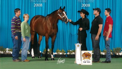 Celine and her owners at the 2008 at the American Quarter Horse Association World Championship