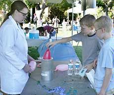 Chem/Biochem Club member conducting demonstation
