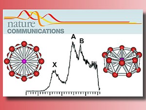 graphic illustration fo Nature Communications, a science publication with the cobalt-boron cluster